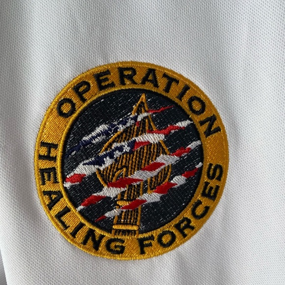 FJ Golf Shirt- Operation Healing Forces. White, Size L - Picture 3 of 4